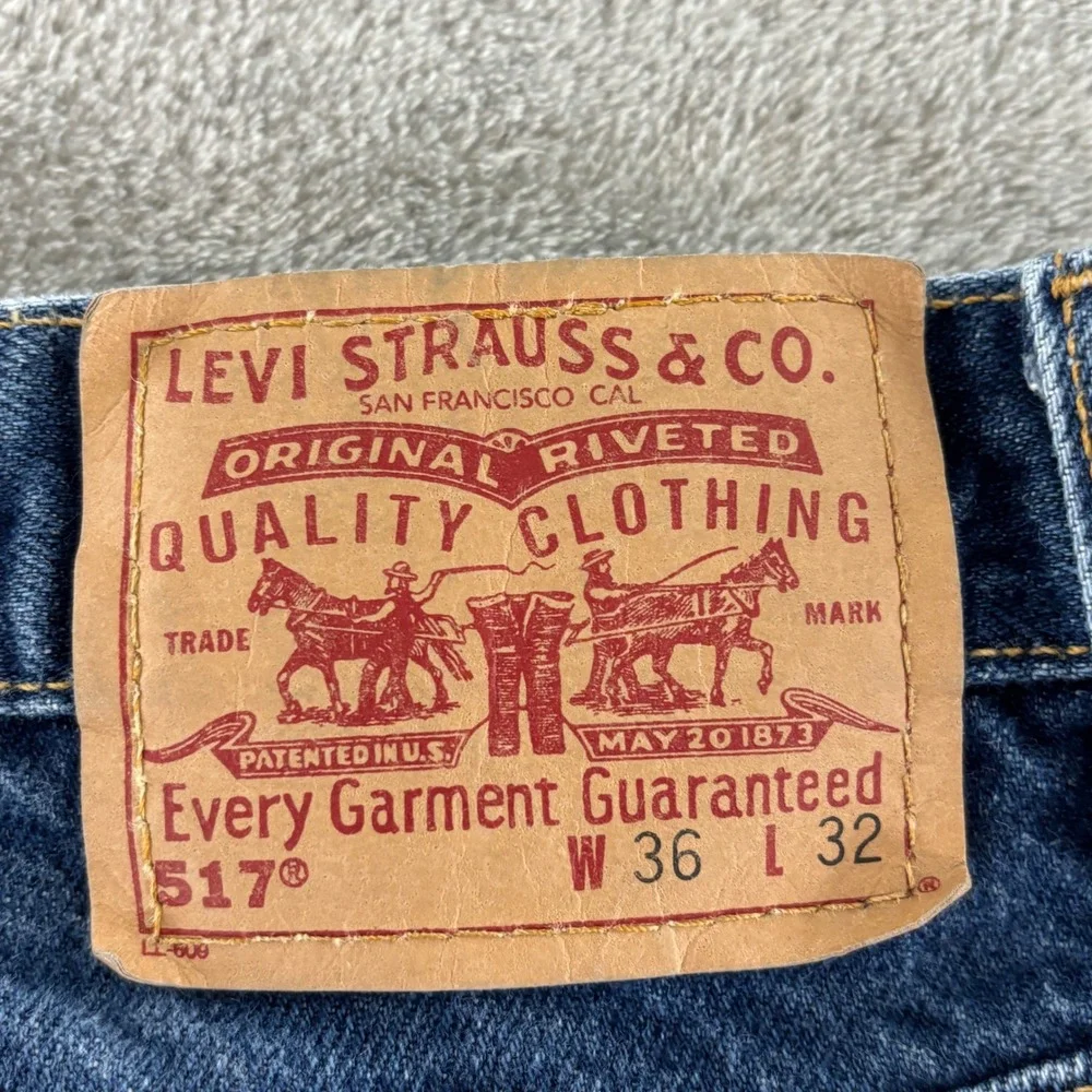 Vintage Levi's 517 Boot Cut Jeans Mens 36x32 Red Tab Dark Wash USA‎ Made Y2K